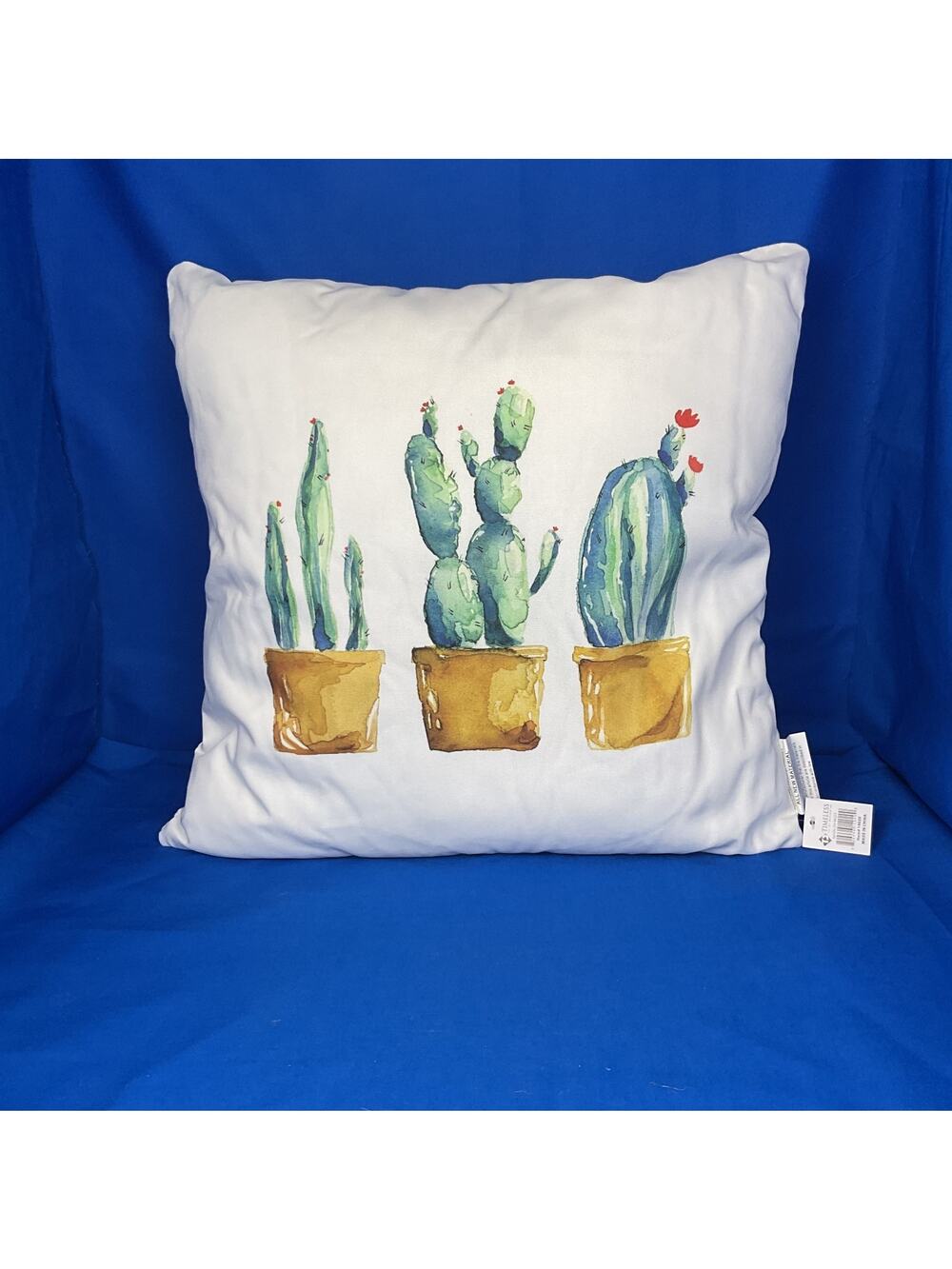 Watercolor Cactus Trio Throw Pillow - Modern Desert Decor